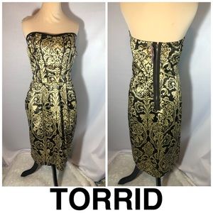 NWT Torrid black Gold Strapless Mini Dress sz 14